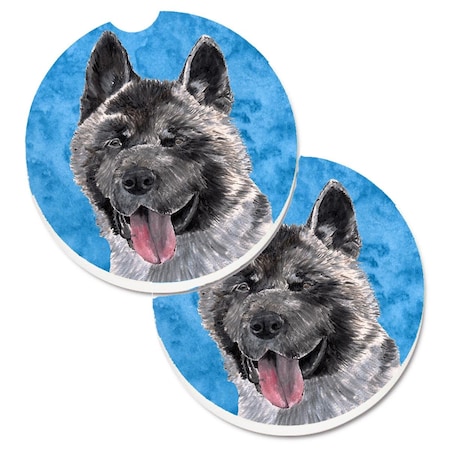 Carolines Treasures Blue Akita Set of 2 Cup Holder Car Coaster SC9508BUCARC